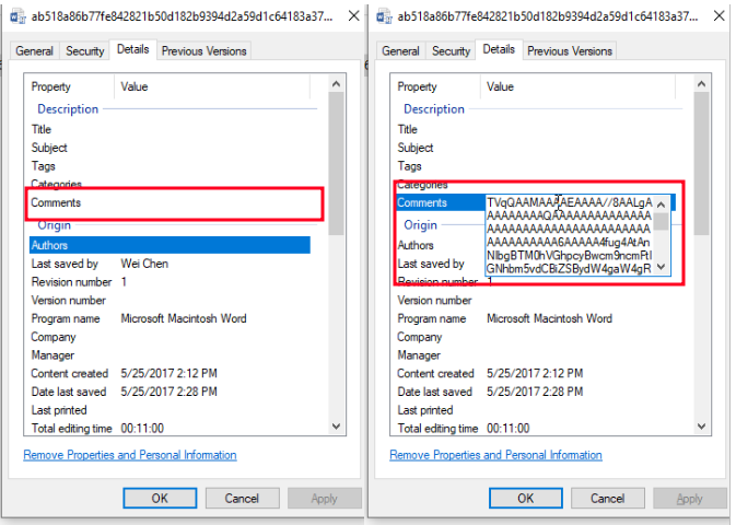 Comments property alt text
