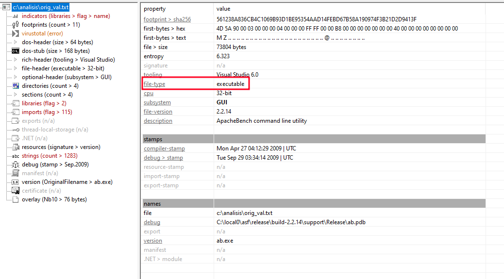 File Analysis alt text