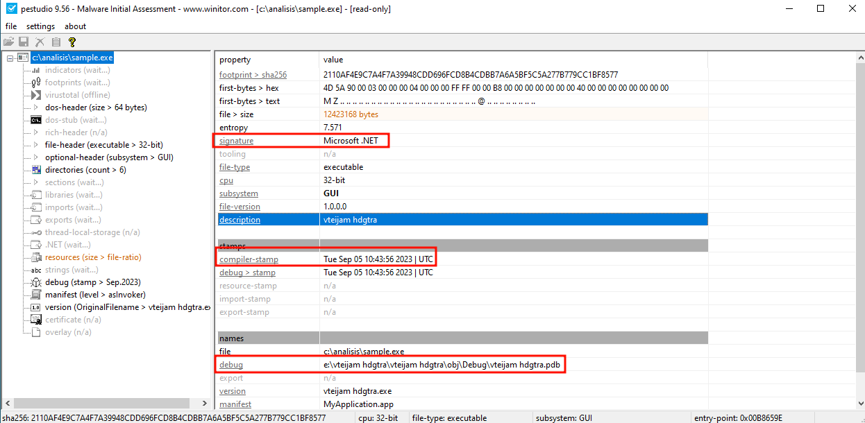 PEStudio Analysis alt text